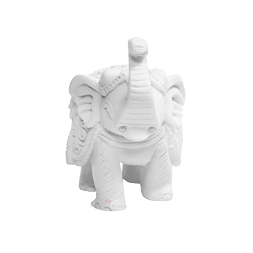 Image of Handicrafts Paradise Resin Trunk Up Elephant Marble Finish Showpiece for Home Decor Return Gift - 3 Inch