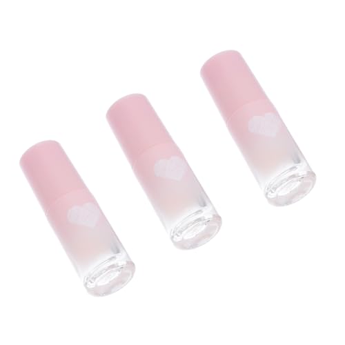 Mikikit 3 piezas Botellas de Cristal con Rodillo Forma de Corazón Frascos Vacíos para Aceites Esenciales Diseño Gradiente Rosa sin Logo para Viaje y Uso Diario