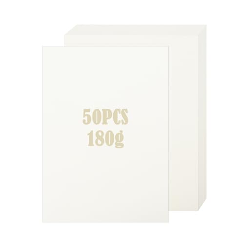 AolKee 50 Blätter A4 Kartenpapier Beige, dicke A4 Handwerkskarte für Kunst und Handwerk, Kartenbau, Einladungen, Drucker, Fotokopierer Kartenblätter, Hochzeitsbriefwaren (180gsm)