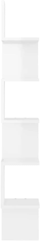 Wall Corner Shelf High Gloss White Engineered Wood, 7.9x7.9x50.2 Inch Modern Floating Display Ledge for Living Room, Bedroom, and Bathroom Decor