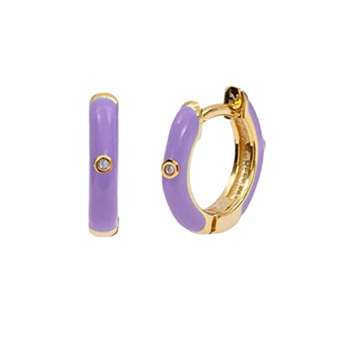 Créoles en argent 925 dorées pour femmes ornées de zircons violets raffinés