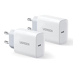 Ugreen Cargador Usb C Power Delivery 3.0 UGREEN 20W Cargador USB C, 2 Pack Cargador Tipo C Power Delivery 3.0, Cargador de Red USB C Compatible con iPhone 14 13 12 Pro MAX Mini 11 SE X iPad Pro Air Galaxy S22 S21 S20 Redmi Note 11 10-Blanco