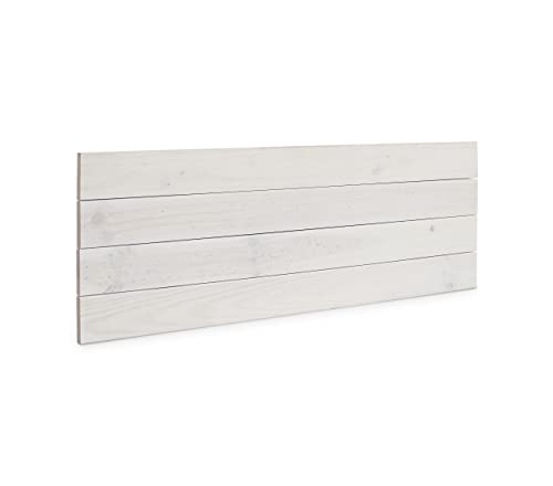 DHOME Cabecero de Madera Maciza de Pino para Pared Estilo Palet Cabezal Dormitorio Cama Palets Herrajes incluidos (95x37 Palet 4, Blanco Rústico)