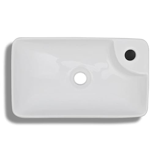 Lavabo de cerámica blanco Mangloder 44x25 cm para baños pequeños 3