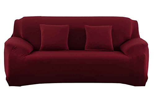 Housse de canapé bordeaux extensible pour protection de meuble - 2