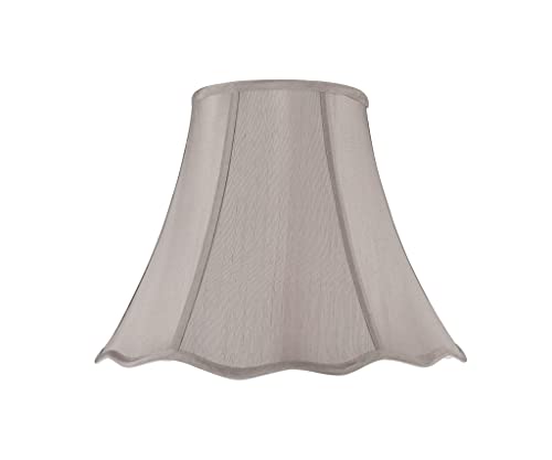Image of Aspen Creative 34008A Transitional Bell Shape Spider Construction Lamp Shade in Taupe with Scalloped Edge, 12 inch wide (6 inch x 12 inch x 9 1 /2 inch)