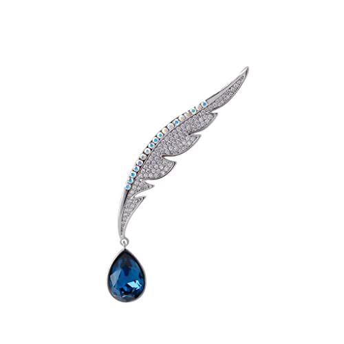 Broche plume corsage strass zircon brillant accessoire bouton pour veste