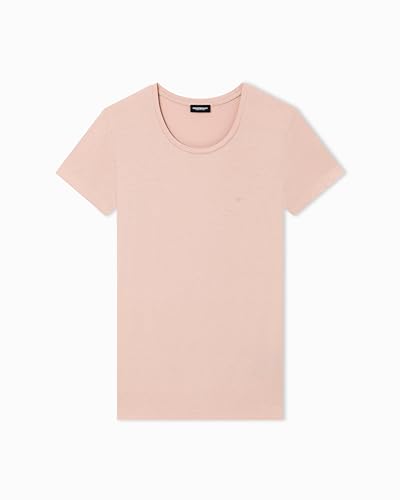 Emporio Armani T-Shirt à col Rond pour Femme Rose M Coupe Droite, Rose, M