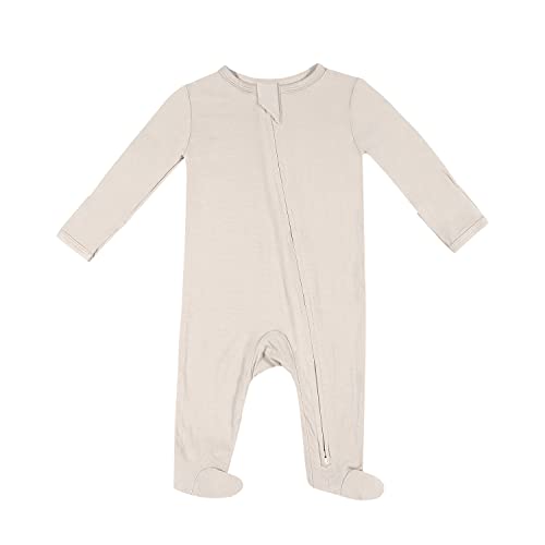 Image of TWINOR Baby Footed Pajamas with Mittens, Soft Bamboo Viscose One-Piece Romper for Newborn Infant