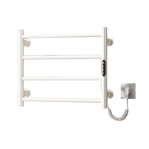 TYMYW Toallero Electrico Baño con Termostato Calefacción por Fibra de Carbono Radiador Toallero Electrico Pared Inteligente,Blanco