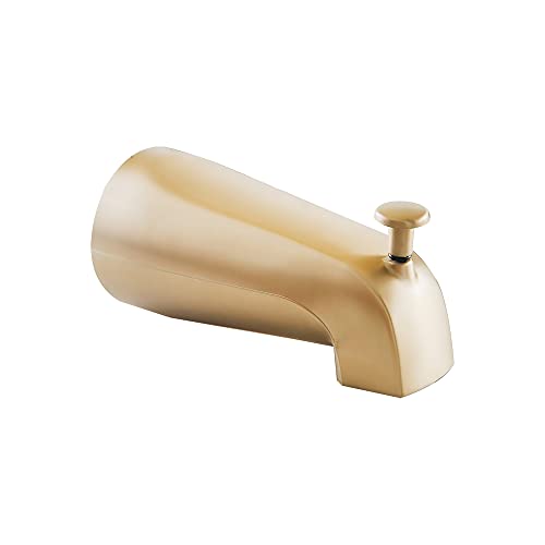 Sento Slip On Gold Universal Bathroom Tub Spout With Diverter, Durable Heavy Duty Metal Bathtub Faucet With Shower Diverter - 4 Inches 1/2" Copper Pipe, Satin Bras #TOP6