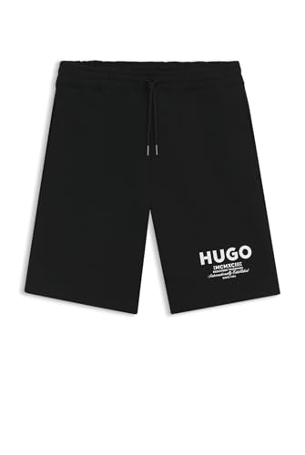 HUGO Short Homme en Molleton de Coton Noir Coupe Ample Nomario