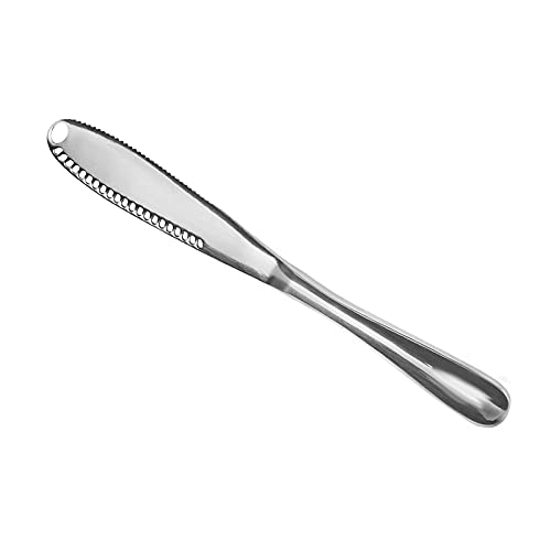 Houkiper Stainless Steel Butter Spreader Knife 1PCS, 3 In 1 Kitchen Gadgets, Spreader Slicer And Butter Curler Knife With Serrated Edge Multi-Function Butter Spreader -2.7oz