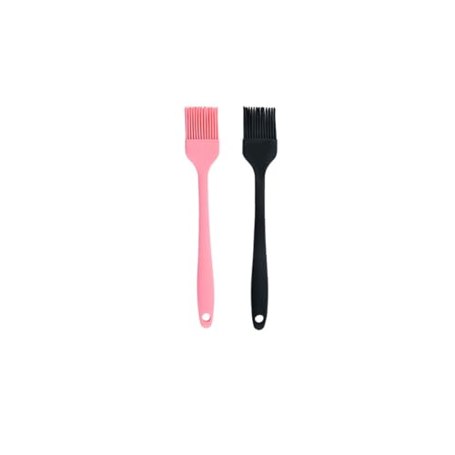 Silicone brush, Oil Brush for BBQ Kitchen Cooking Baking and Grilling (2 PCS,pink&black)