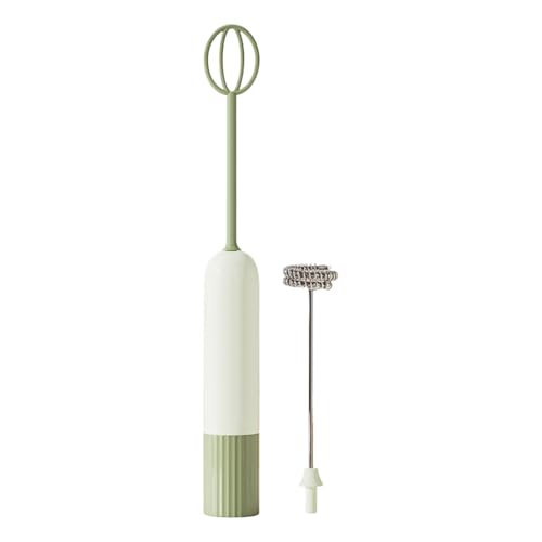 Espumador de leche de mano, batidor eléctrico de espuma con 2 cabezales, mezclador de bebidas desmontable para espumar rápidamente, batidor de acero inoxidable para leche, crema, huevo, té, cacao y