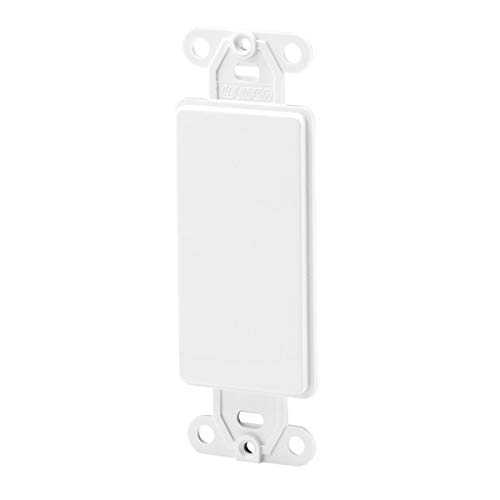 Leviton Decora Plastic Adapter Plate, Blank, No Hole, With-Ears, and Two, Mounting Screws, 80414-W, White