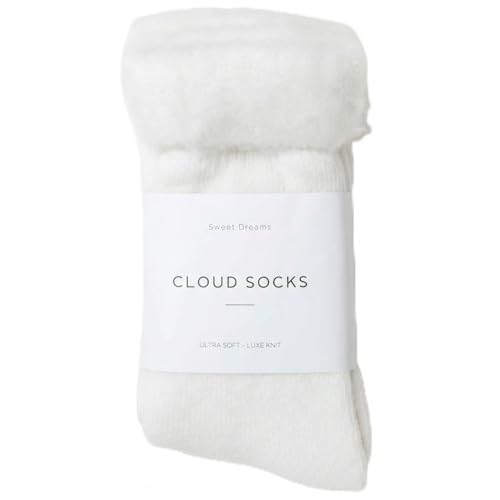 Sweet Dreams White Fuzzy Socks - Fluffy Cloud Sleep Socks for Women & Men Super Soft Plush Warm Cozy House & Lounge Socks Ivory 1 Pair