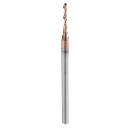Image of HARFINGTON Ball Nose End Mill 2 Flute 1 /16 inch Diameter 1 /8 inch Shank Tungsten Carbide TiAlN Coated Spiral CNC Router Bits 3 /8 inch Cutting Length Single End Ball for Carving Engraving Grinding