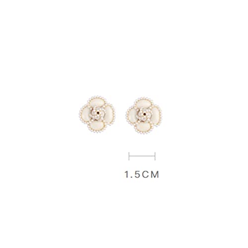 Pendientes de perlas de camelia en plata 925 EKSED de alta gama 5