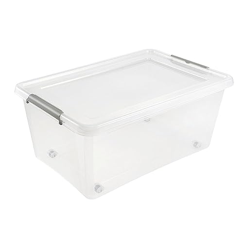 keeeper Aufbewahrungs-/Clipbox lars, 40 l, 58 x 39 x 25, Mit Rollen, Clipdeckel zum Verschließen, Transparent