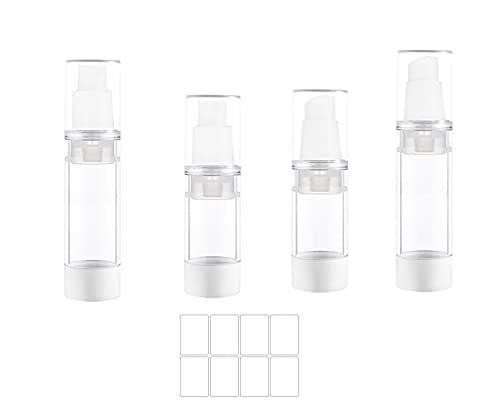 Leere Mini-Flasche, leere Flasche mit 8 leeren Etiketten, Vakuum-Leerflasche für die Dosierung von Sonnenschutzspray, Toner, Lotion, Vakuum-Flasche, Reisen, 2 Emulsionstypen + 2 Sprüharten Cover