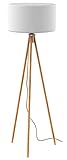 polietileno Chloe - Lámpara de pie para exterior con trípode LED con cable de madera y polietileno (140 cm), color blanco