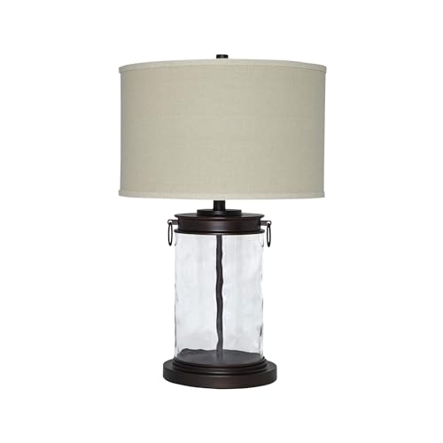 Signature Design by Ashley Tailynn Modern 25.25' Glass Table Lamp with Hardback Shade, Clear