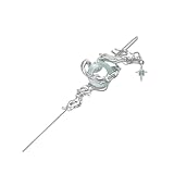 DZBERH Pendiente de perforación de Aguja de Cristal de ópalo Chapado en Platino de 18 Quilates, Pendiente de perforación de Aguja única Estilo Chino Cool Girl, Pendiente de perforación de ópalo para