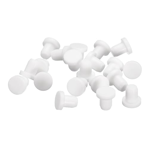 Image of uxcell 20 Pieces White Rubber Stopper, S5.5 Waterproof Plug Holes for 5.5mm / 0.22 inch Hole