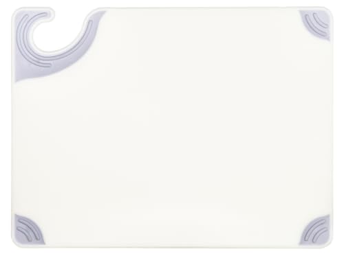 Tabla de Cortar San Jamar Saf-T-Grip con Regla Moldeada, Tabla de Plástico para Cocina, 12" x 12" x 0.37", Pack de 6, Blanco miniatura 1