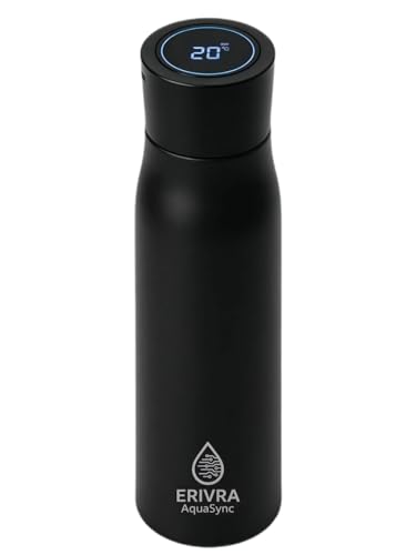 ERIVRA AquaSync Smart Self-Cleaning Water Bottle 17oz Vacuum Insulated Stainless Steel with UV-C...