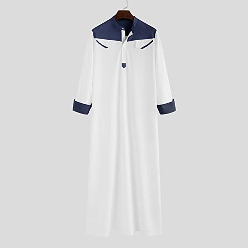 Men's Muslim Thobe Arab Robes Muslim Robe Button Down Kaftan Thobe with Pocket Mens Long Sleeve Robe Dubai Long Gown2