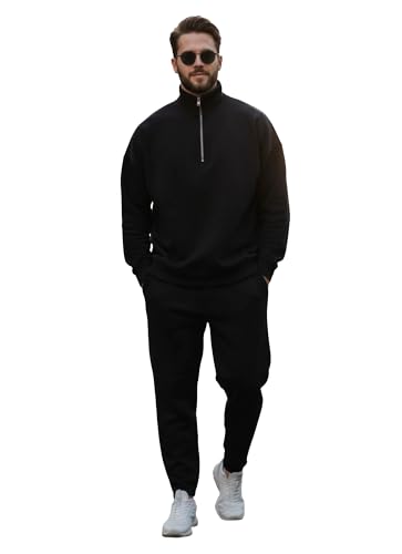 Image of Mack Jonney Solid Half Zipper Track Suit for men | Co-ord Set | Warm Fleece Tracksuit Set | Full Sleeve Sweatshirt