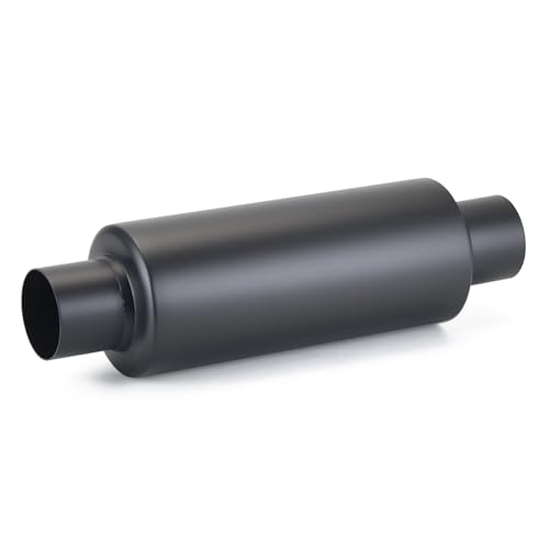 Image of A-KARCK 2.25 inch Inlet Exhaust Resonator, 2.25 inch Inlet 2.25 inch Outlet 13.8 inch Overall Length Muffler Resonator Stainless Steel,Polished (Black)