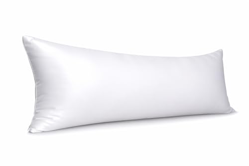 evoLive 100% Rayon Derived from Bamboo Cooling Breathable Body Pillow Cover/Pillowcases 21x54 inches with Hidden Zipper Closure (White 21X54 Body Pillow Cover)
