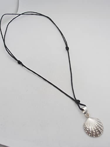 Pendentif en Argent 925 Coquille Bivalves avec Collier Ras-Du-Cou