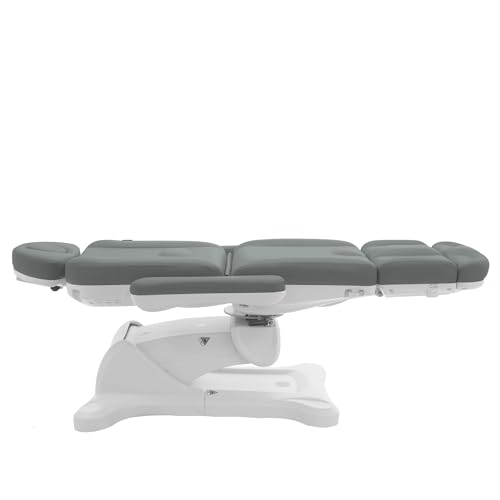 Image of SKINACT Malibu Electric Medical Spa Facial Treatment Chair /Table with 240 Swivel Base, Adjustable Backrest, Leg Rest and Wired Hand Remote Control (Gray)