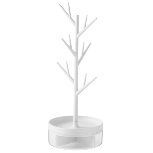 Hemobllo Supporto Per Albero Portagioie in Pp Bianco, Espositore Per Collane, Orecchini e Braccialetti Base Smontabile, Organizzatore Da Tavolo Elegante Per Donne e Ragazze