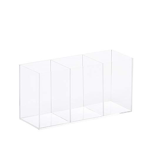 Porta Pincel em Acrílico Cristal com 3 Divisórias