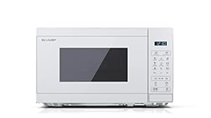 SHARP YC-MG02E-C 2-in-1 Mikrowelle, 1.000 W Grill und 800 W Mikrowelle, 20 Liter, 11 Leistungsstufen, 8 Automatikprogramme, LED-Garraumbeleuchtung, Crystal White