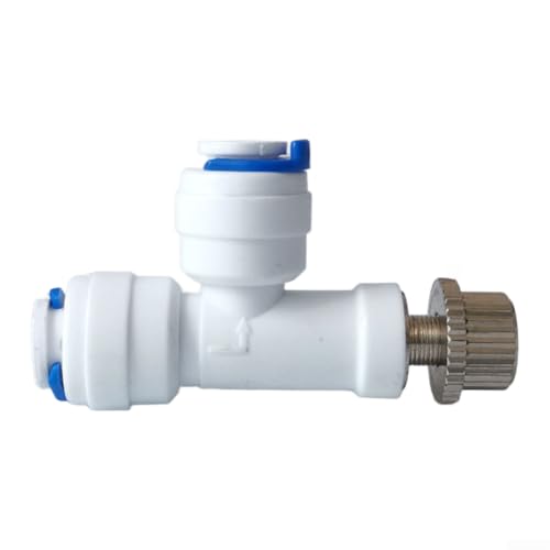 Válvula de control de purificador de agua RO Interruptor ajustable de 2 partes para sistemas de ósmosis inversa, válvula de bola reguladora de alto flujo de hasta 500 l/h, diseño compacto de metal ABS