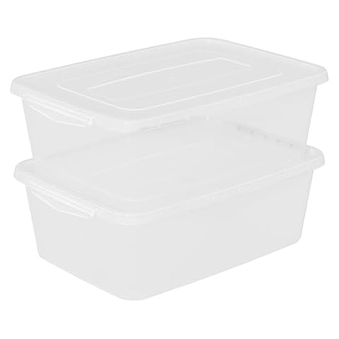 Parlynies 2 Packs 16 L Plastic Storage Containers with Latching Lid, Commercial Pizza Dough Proofing Box, Clear Pizza Dough Containers Cover
