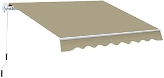 Outsunny 2.5m x 2m Garden Patio Manual Awning Canopy Sun Shade Shelter Retractable with Winding Handle Khaki