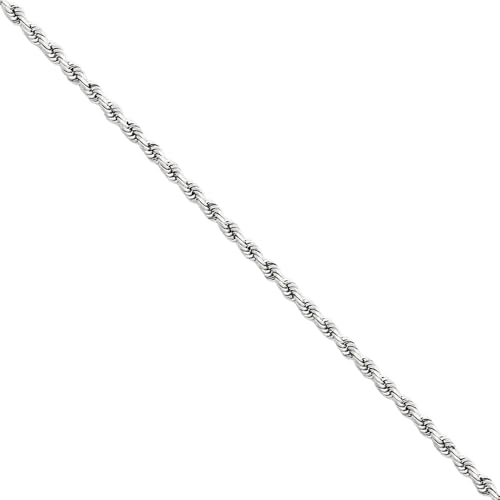 GLD Shop Rope Bracelet - 2MM/4MM/6MM Sizes - 6/7/8/9 Inch Lengths - Gold/White Gold - Unisex (8, 2MM White Gold)