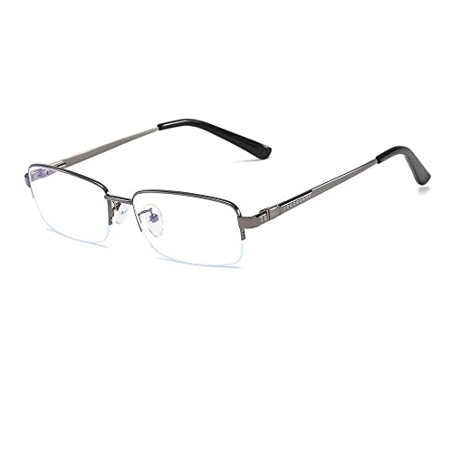 [QECEPEI] ハーフリムレスメタルアイウェアフレームブルーライトブロッキング透明レンズビジネスグラス