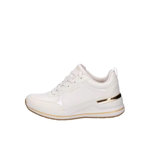 Skechers Billion 2 Fine ShineBILLION 2 Mid Lace UP para Mujer, Borde de Charol Duraleather Blanco Roto, 39 EU