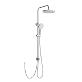 HOROW Set Doccia con Soffione 25 cm e Doccia a Mano, Colonna Regolabile in Altezza, Getto Pioggia con Ugelli in Silicone Anticalcare, Kit Completo Doccia