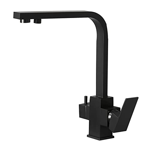 Grifos de cocina de 3 vías en acabado negro mate para agua fría y caliente premium
