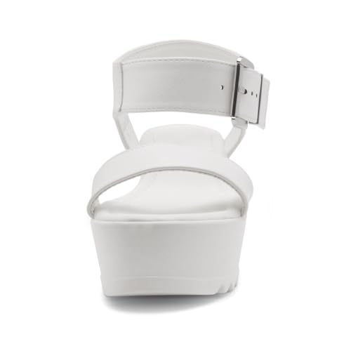 Herstyle Carita Womens Platform Sandals Open Toe Ankle Strap Flatform Wedge Casual Sandal Black White Chunky Platform Sandals Comfortable Lightweight Lug Sole Wedges for Summer2