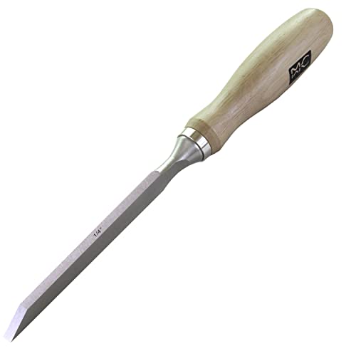 Individual Professional Woodworking Cabinetmakers Mortise Chisel Chrome-Vanadium Steel with Hornbeam Handles for Carpentry Woodworking Carving Size 1/4